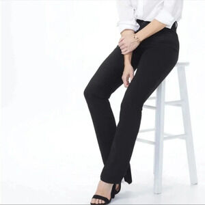 NYDJ Straight Leg Jeans Stretch High Waisted in Black Modern Preppy Chic Size 6